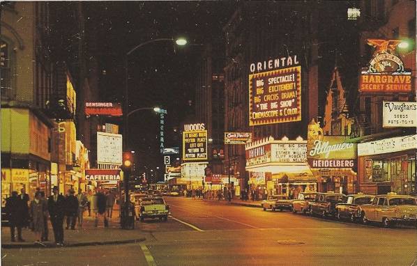 [X+POSTCARD+-+CHICAGO+-+RANDOLPH+STREET+-+NIGHT+-+VAUGHN'S+SEEDS+-+ORIENTAL+THEATER+-+WOODS+THEATER+-+OLD+HEIDELBERG+-+OTHER+SIGNS+-+NICE+-+c1960.jpg]