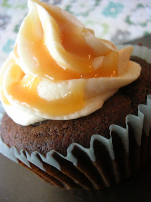 Dark Chocolate Cupcakes with Caramel Buttercream