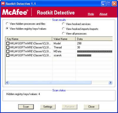 McAfee Rootkit detective