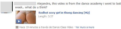 Mensaje publicado en el muro de
Facebook app Dance Class Video