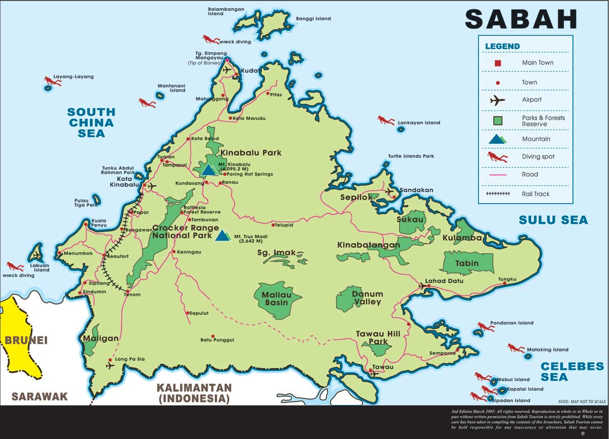 Sabah Malaysian Borneo: Sabah Map