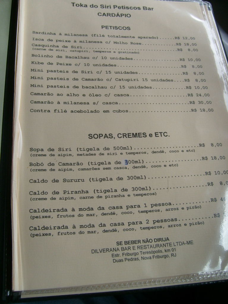 CALDO DE PIRANHA, Teresópolis - Cardápio, Preços & Comentários de  Restaurantes