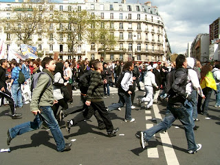 manifestant, lycéens, paris, 15 avril, 2008