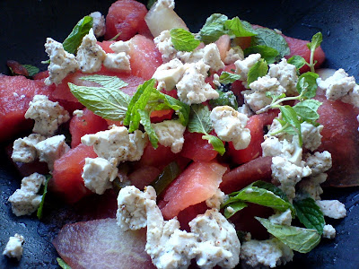 Watermelon, Jalepeno, Mint and Tofu Salad