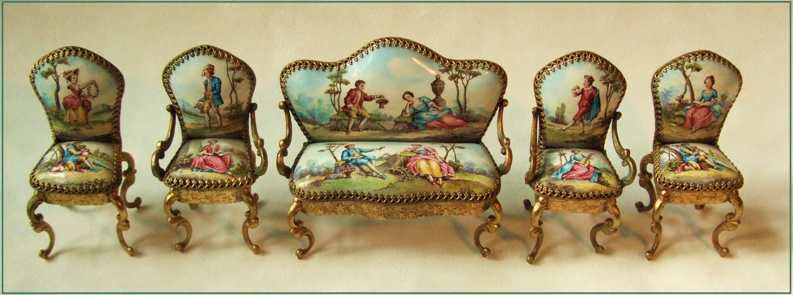 Andrea Thieck Miniatures Antique Ormolu enamel furniture