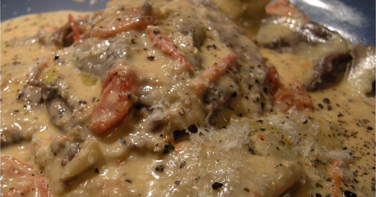 YUMMO 365 Days of Eating and Being Fed Mar 19th Porcini Ravioli in Brandy Cream Sauce with