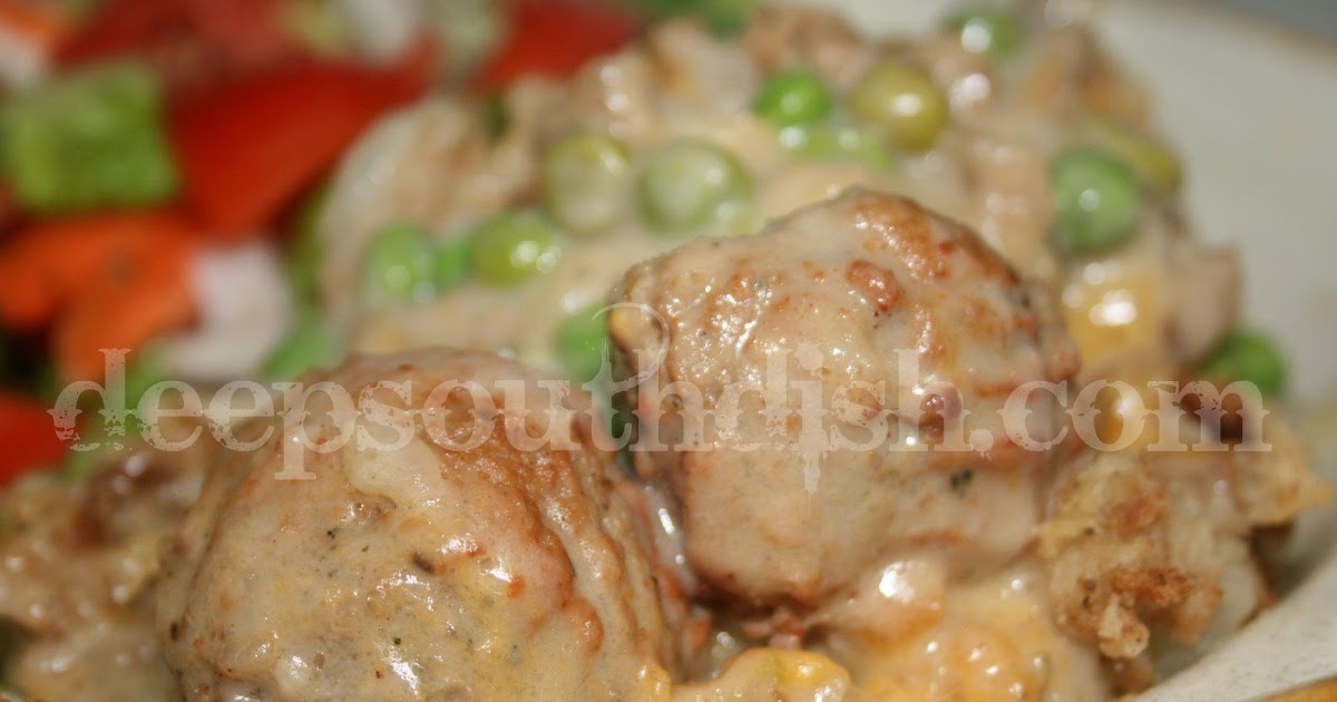 Deep South Dish Meatball and Stuffing Bake