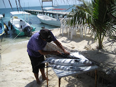 Slicing fish fresh from the ocean