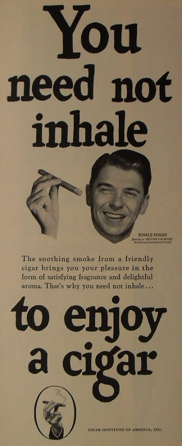 1940s+RONALD+REAGAN+vintage+tobacco+cigar+smoking+advertisement.bmp
