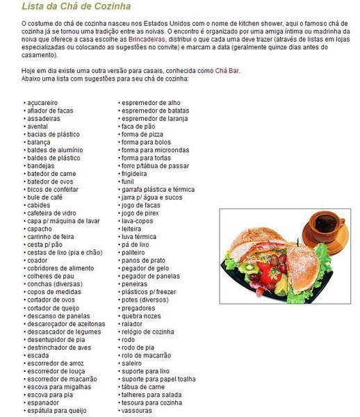 Lista de chá de panela