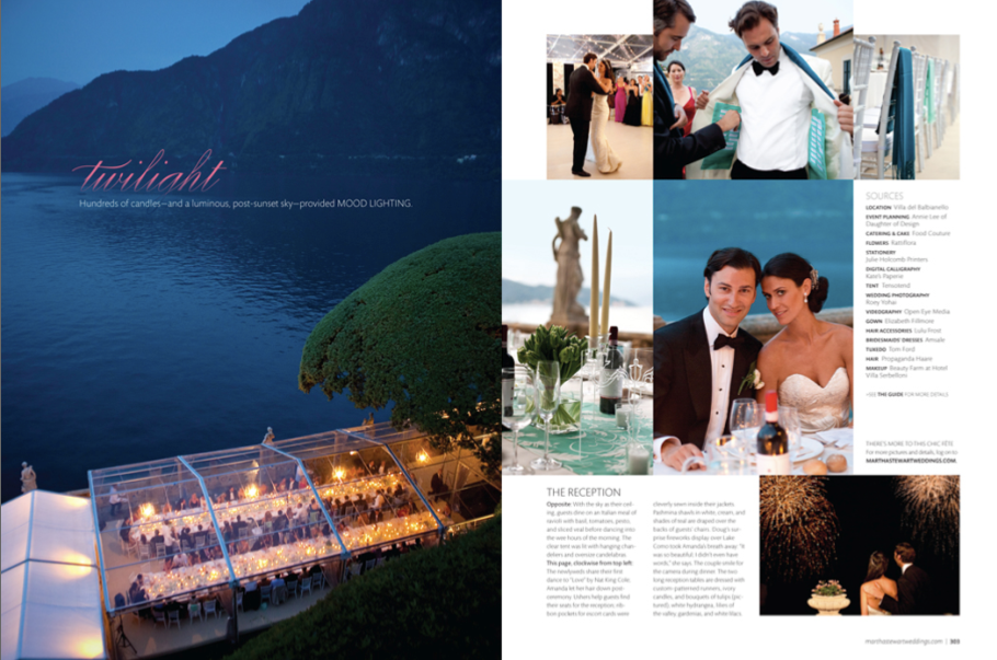 Daughter of Design Martha Stewart Weddings features our Lake Como wedding