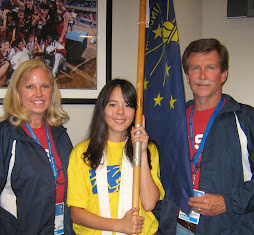 Lauren (flag bearer) and the Indiana State Representatives at the Celebration of the Athletes