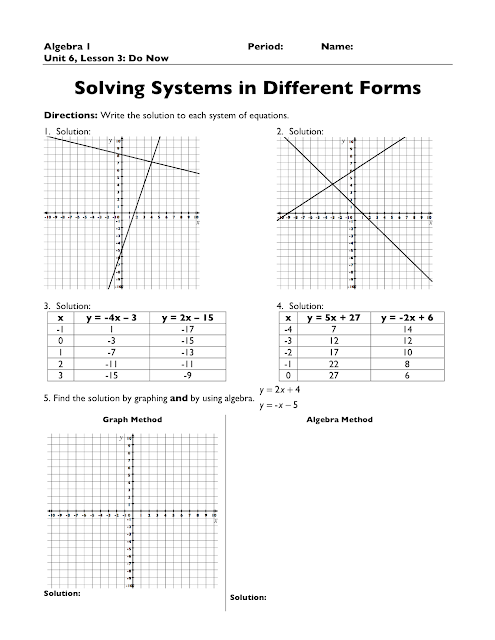 The Exponential Curve: Algebra 1: Systems of Equations