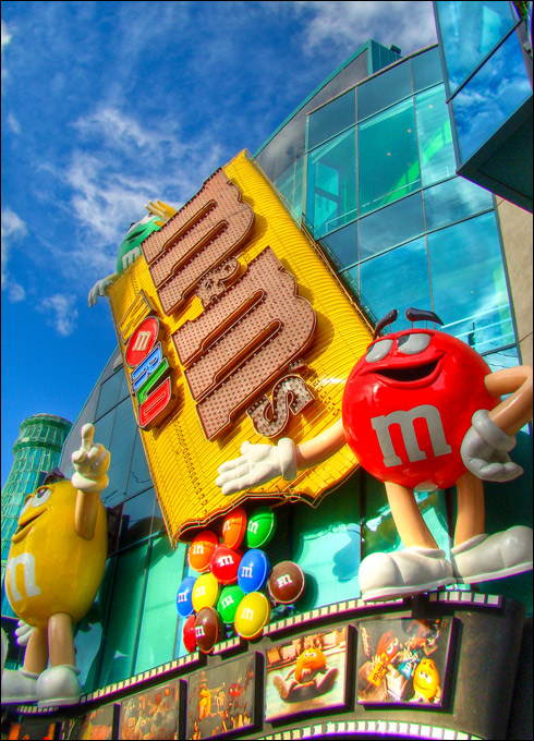 there is an mm world in of all places las vegas in fact its on the strip right next door to the mgm grand casino the key feature is the chocolate