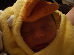Jean-Paul in his duck blanket after a bath.
