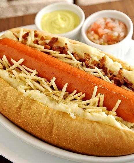 Traditional Brazilian Hot Dog in Closeup and Selective Focus