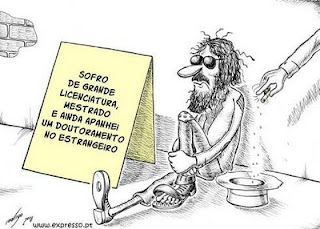 Cuidado com as Licenciaturas, são um vírus altamente contagioso! desemprego licenciados mestrados mendigos cartoon