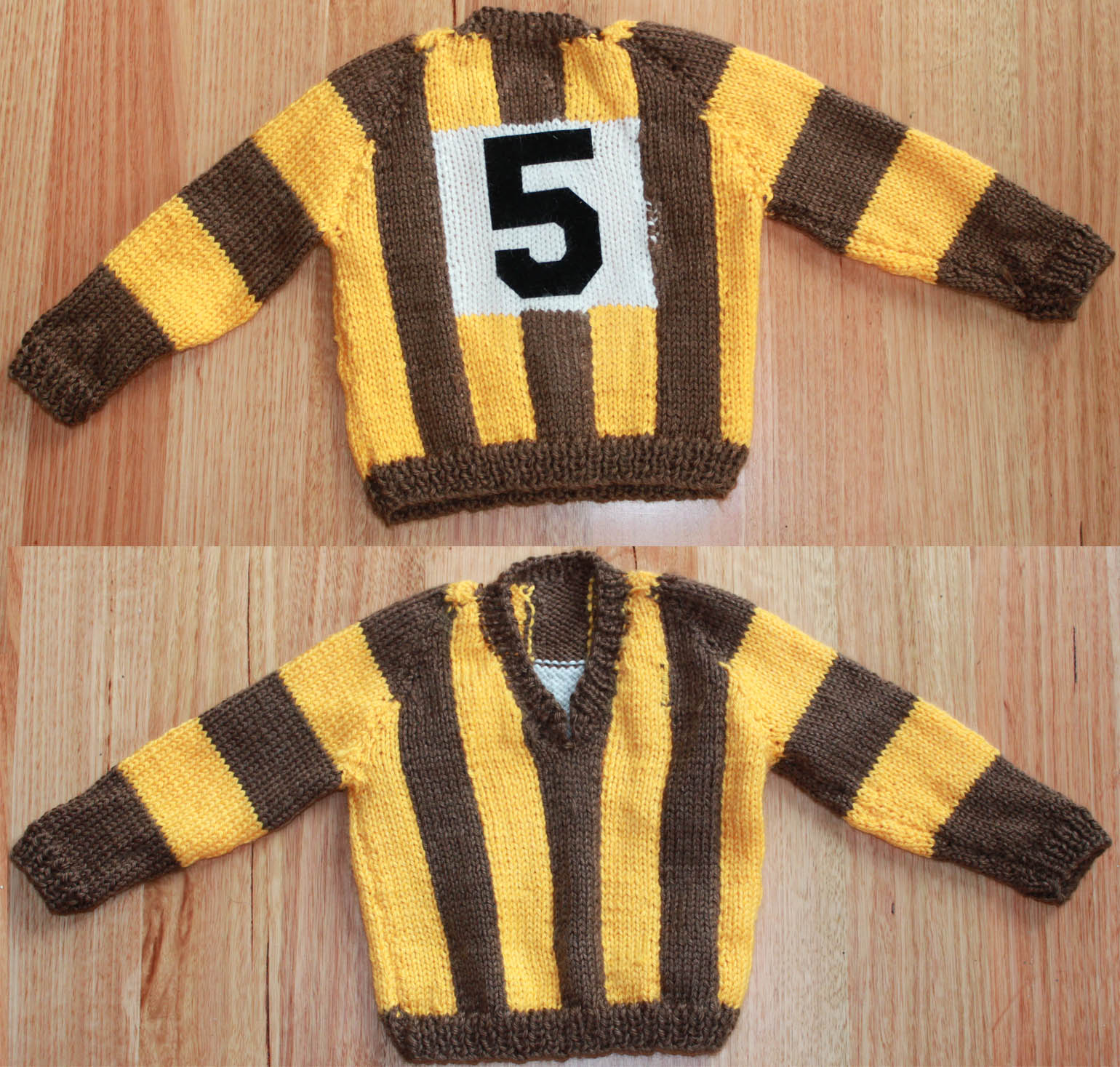 keepingbusywithknitting Knitting Project One AFL jumper Hawthorn