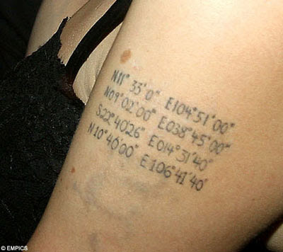 Angelina Jolie Coordinate Tattoo
