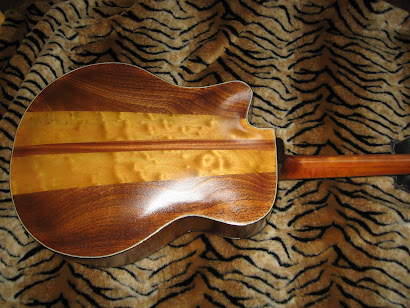 Tiger Guitar back plate of african sapele and pacific coast maple