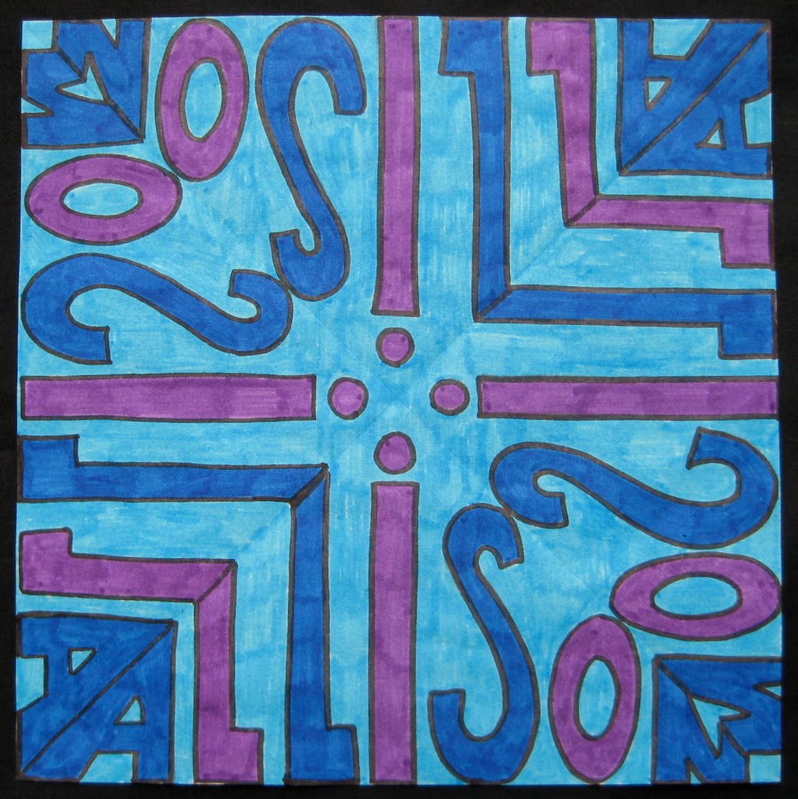 Name Design Art : Kaleidoscope lettering design teachkidsart