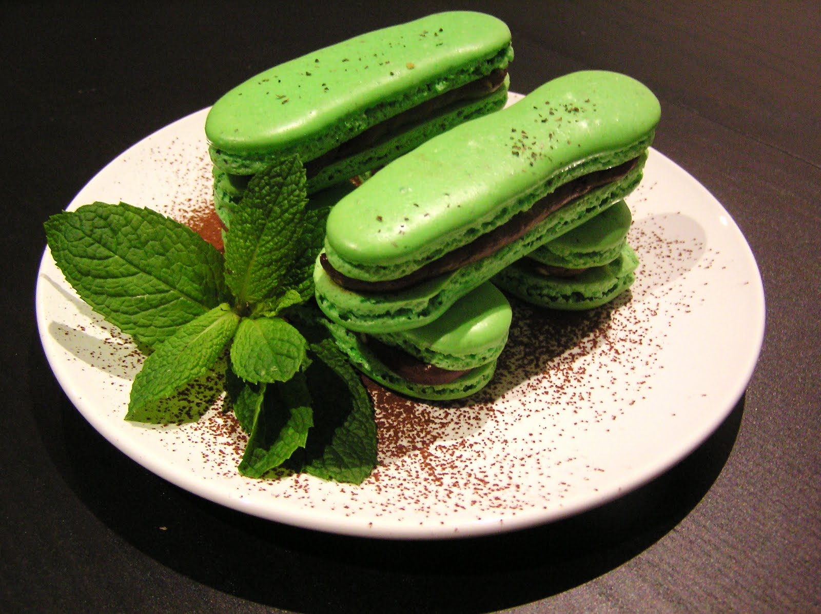 salts & sweets. chocolate mint macaron fingers.