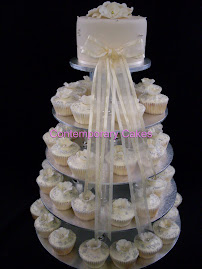 Vanilla and white chocolate cupcake tower