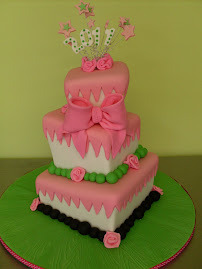 3 tier square Mad Hatters cake.