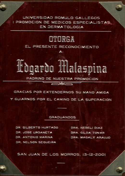 I PROMOCIÓN DE DERMATÓLOGOS.UNERG.2001