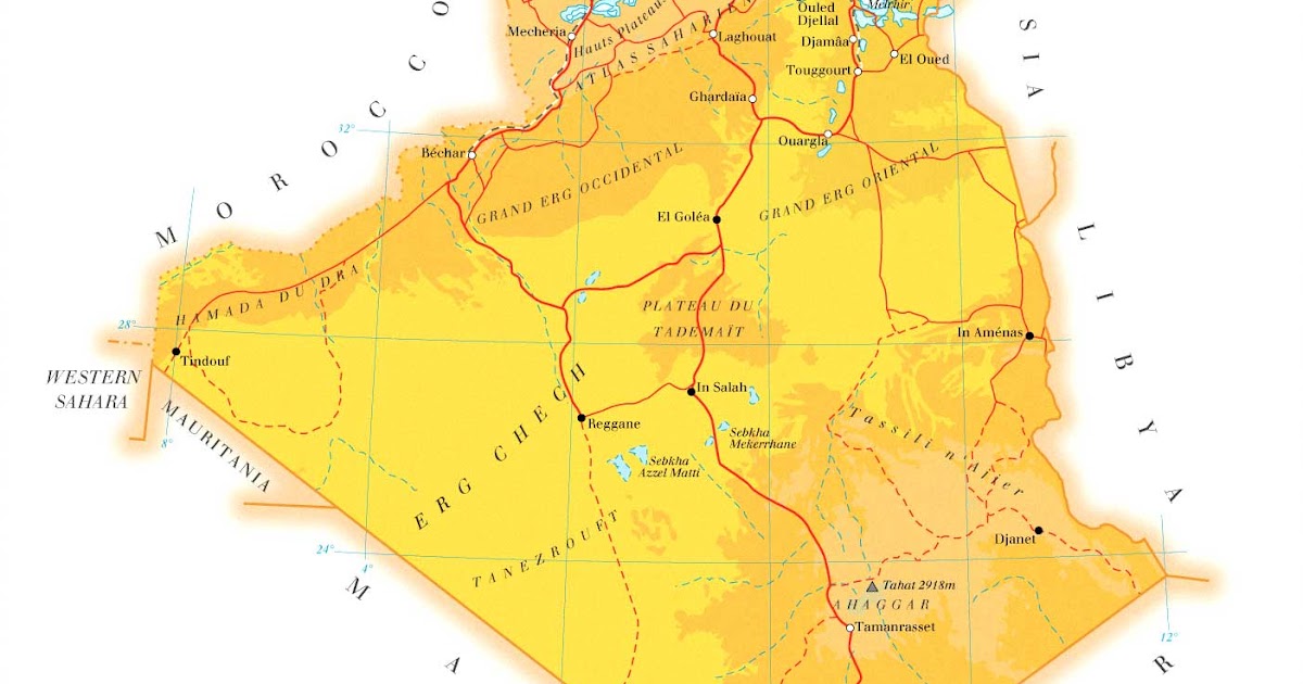 Online Maps Algeria physical map
