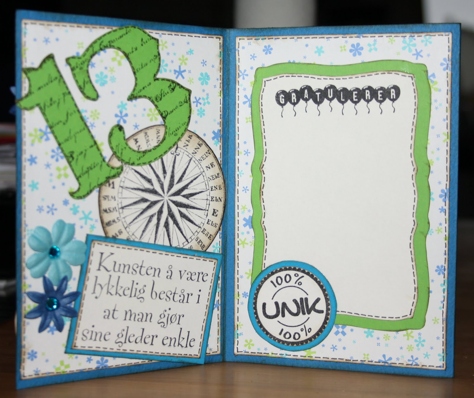 Kreativ Kristin Birthdaycard for a 13 year old boy