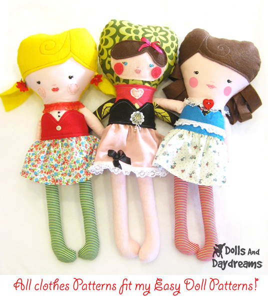 * Dolls And Daydreams Doll And Softie PDF Sewing Patterns Dress Up