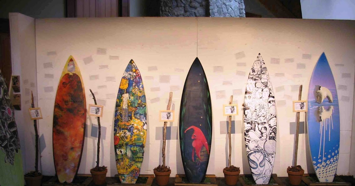 A surfboard exhibition O'Neill Surf's UP! at BRAVE Art, Whislter