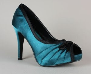 Teal Satin Heels