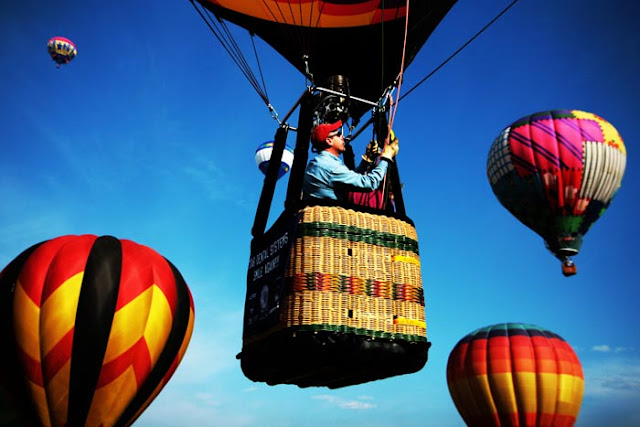 A colorful, early morning launch at the Colorado Balloon Classic in Colorado Springs.