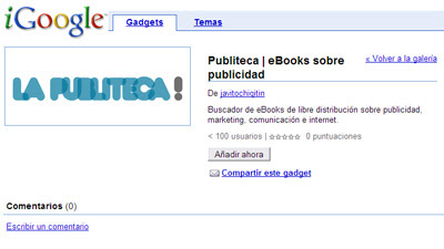 Gadget de la Publiteca para iGoogle