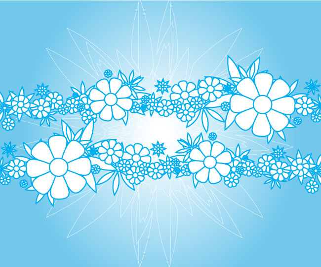 Blue Flowers Vector Background By GWEBSTOCK
