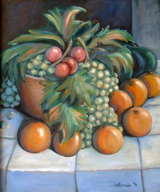 NARANJAS UVAS Y CIRUELAS. OIL  PAINTIG