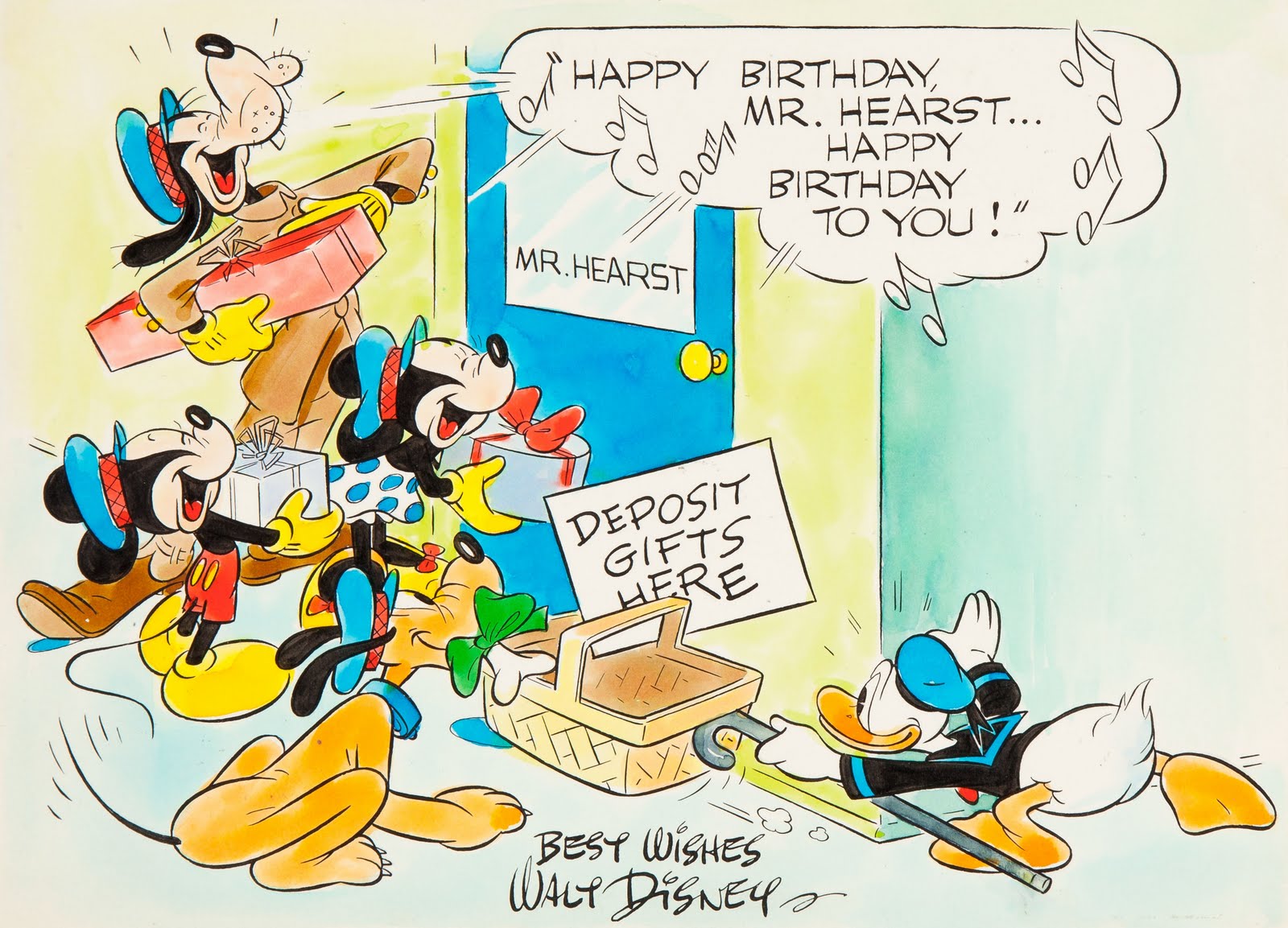 Floyd Gottfredson 1942 Another Watercolor By Floyd Gottfredson Has Just Surfaced Appearing In The William Rand Disney Disney Movie Posters Funny Animal Comics