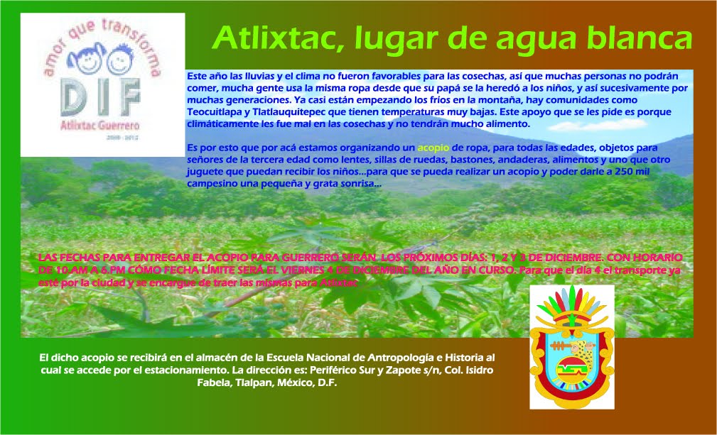 ENAH IMPORTANTE ACOPIO PARA ATLIXTAC, GUERRERO