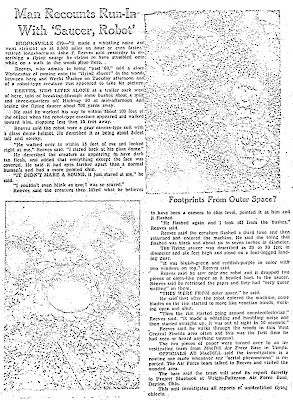 Man Recounts Run-in With Saucer, Robot - UPI - 3-4-1965 (Crpd)