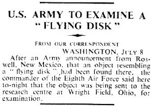 US Army To Examine A Flying Disk