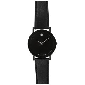 Movado Sapphire Black PVD Leather Strap Watch #0605784