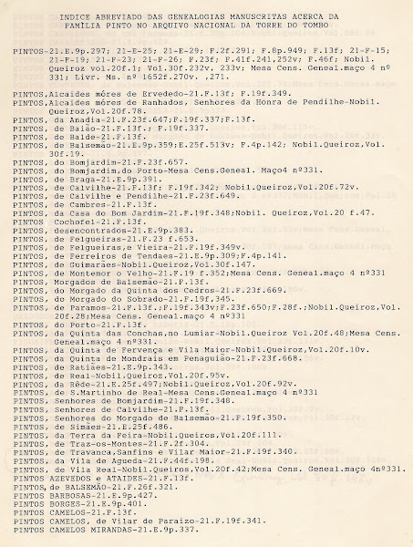 Genealogias manuscritas sobre a família Pinto, na Torre Tombo