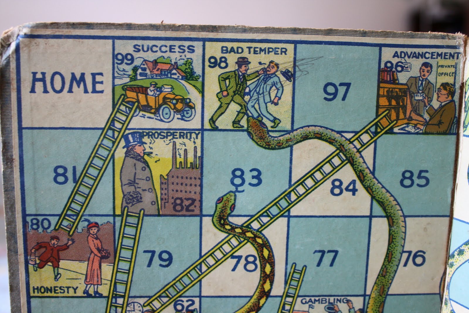 Vintage suburbia A vintage Snakes and Ladders game A lesson in morality