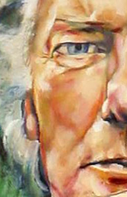 Thomas Bernhard, half portrait by Joe Tait 2003 - click to go to KINKAZZOBURNING