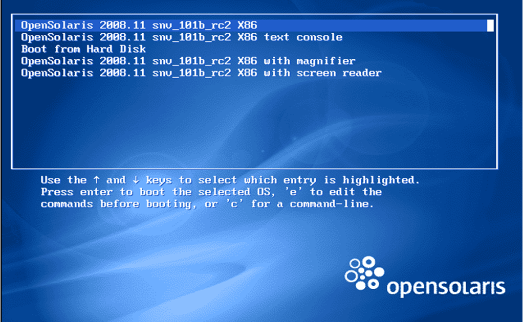 creation of the andz Open Solaris Operating System (installation OS