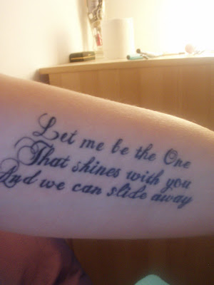 Got this from a UK fan, Charlie, his awesome "Slide Away" tattoo!