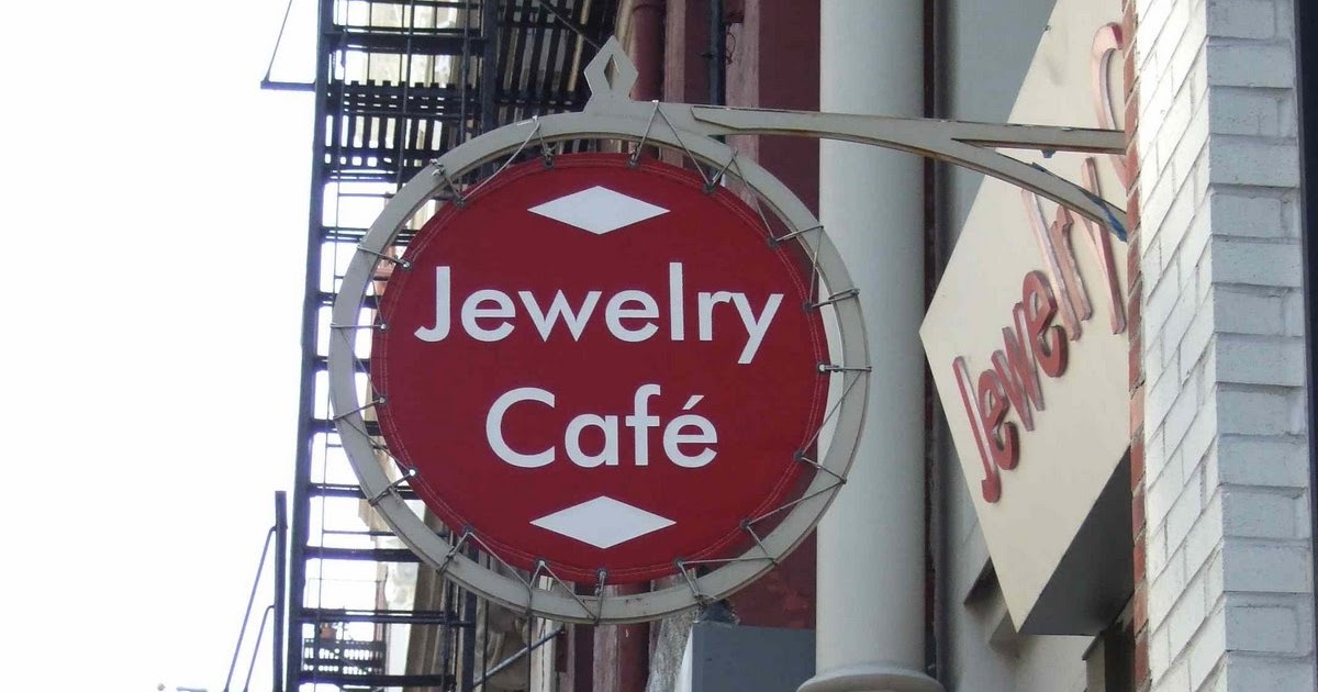 Round Signs Jewelry Cafe on Lower Broadway, NYC