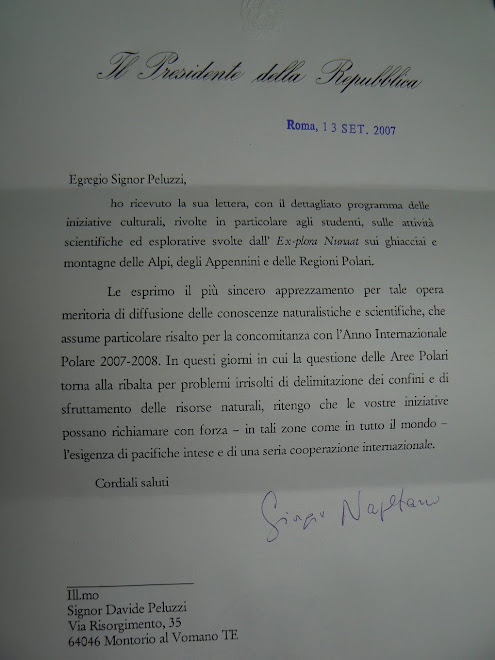 Lettera DEl Presidente della Repubblica Italiana Giorgio Napolitano